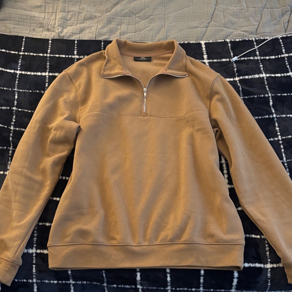 H&M Men's Camel Zip-Up Sweater